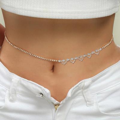 China Pretty Hot Selling Women Sexy Waistchain Body Chain Fashion Trend Rhinestone Love Simple Exquisite Sexy Design Accessories for sale