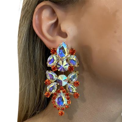 China FASHIONABLE popular style exaggerated European exquisite earrings and American fashion ab color light geometric luxury soft earrings for sale