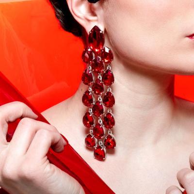 China Trendy popular faux stone earrings fashion personality sexy water drops tassel exaggerated earrings accessories beauty earrings for sale