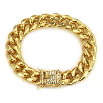 China New trend popular bracelet men's punk diamond studded buckle gold boutique bracelet bubble bar nightclub fashion Cuban jewelry for sale