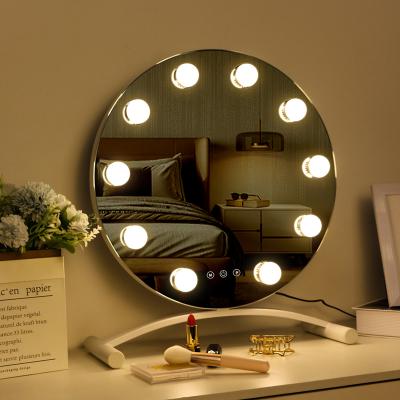 China Wholesale Round Hollywood Style LED Lighted Vanity Lighted Makeup Mirror for sale