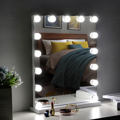 China Wholesale Living Room Lighted Mirrored Furniture Vanity With Led Light Makeup Mirror Standing Hollywood Cosmetic Mirror for sale