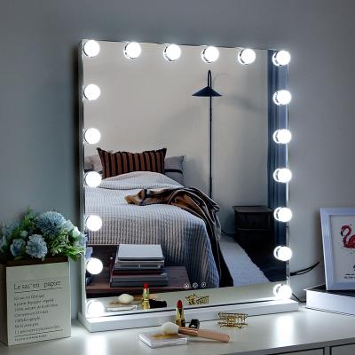 China Tabletop or Wall Mounted Dressing Lighted Illuminated Beauty Mirror Hollywood Cosmetic Mirror with Lights Vanity Mirror for sale