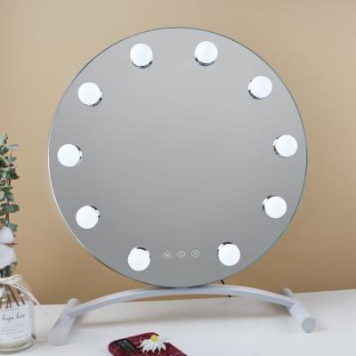 China Lighted Table Makeup Lighted Mirror Hollywood Style Makeup Vanity Mirror With Lights for sale