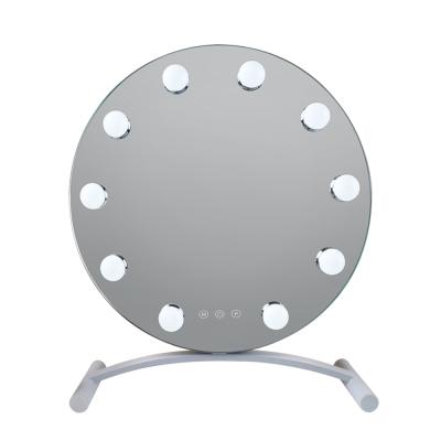 China New Style LED Lighted Round Beauty Hollywood Vanity Makeup Mirror for sale