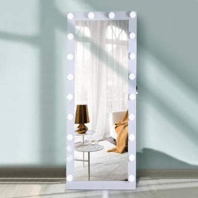 China Factory Direct Sales 20 Bulbs Mirrored Furniture Large Height Floor Standing Standing Led Dressing Mirror for sale