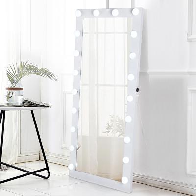 China Large Size Lighted Living Room Floor Standing Full Body Mirror LED Lamp Wall Mirror With LED Lights for sale