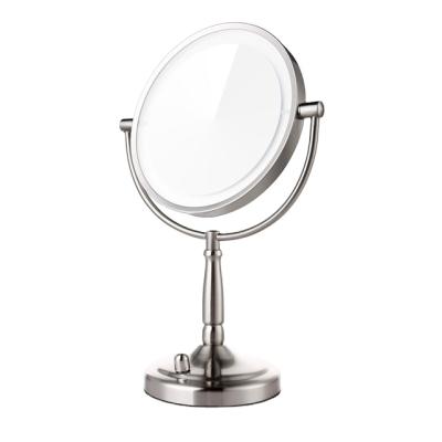 China Private Label Lighted Vanity Led Lighted Travel Makeup Mirror Desktop Folding Make Up Mirror With Lights for sale