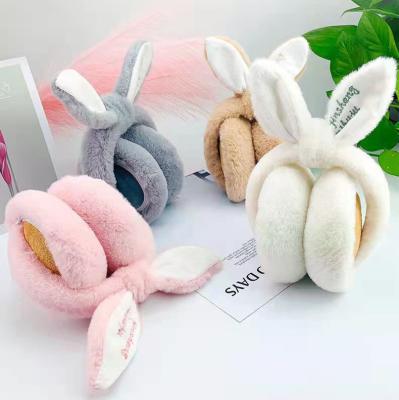 China Winter Girls Soft Feeling Cute Rabbit Ear Rate Warmers Outdoor Women Ear Protection Plush Ear Muffs for sale