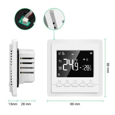 China Wifi Modern Black Smart Thermostat 16 Amp Electric Floor Heating Thermostat Partnered with Alexa Google Home for sale