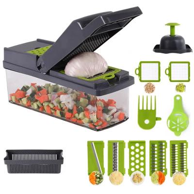 China Stocked 14 in 1 Multifunctional Vegetable Cutter Slicer Dicer for Onion Garlic Cabbage Carrot Potato Tomato Fruit Salad for sale