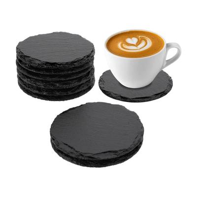 China Stocked 2023 Slate Stone Coasters Handmade Natural Coaster for Drink Bar Kitchen and Home Decor for sale