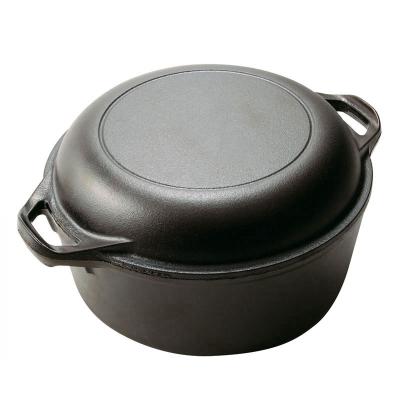 China Stocked 2-in-1 Cast Iron Bread Oven Dutch Oven Pot with Skillet Lid Cooking Pan Cookware Set for sale