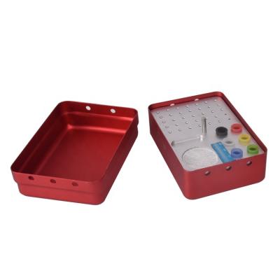 China Dental Instrument SCALE Red Aluminum 35 Holes Burs Dental Sterilizer Box Holders for sale