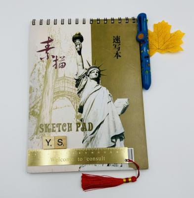 China High Quality The Statue of Liberty Art Wire Binding Spiral Notebook Customizable Sketch Drawing Pad for sale