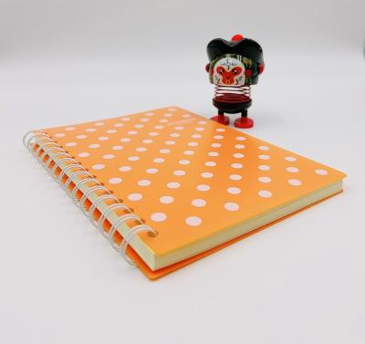 China Orange Customized Spiral Polka Dot Pattern Cover Spiral Binding Notebook for sale