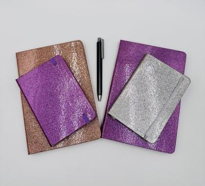 China Student Notebook 2023 Glitter Hardcover PU Notebook Classic Leather Hardcover Book In A5 Size 00004 for sale