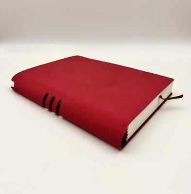 China Red Leather Embossing Hardcover Notebook PU Travel Diary Notebook For Business Local Using for sale