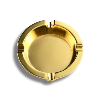 China High End Gold Color Round Metal Ashtray , Cute Table Top Ashtray for sale