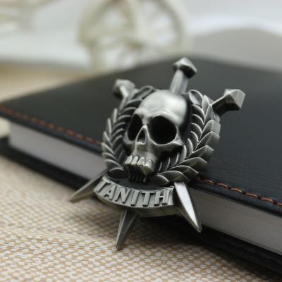 China wholesale low price promotional gifts Skull black nickel plating fashion decoration badges for sale