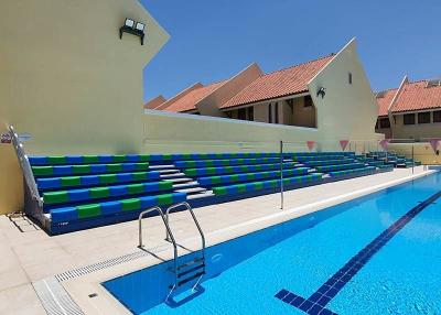 China Swimming Baths Telescopic Tribunes Seating With HDPE Plastic Bench Seat for sale