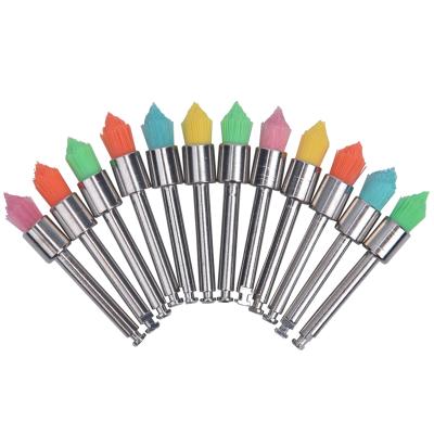 China 100Pcs Dental Regional Dental Prophy Brush Colorful Nylon Polishing Brush Tapered Type for sale