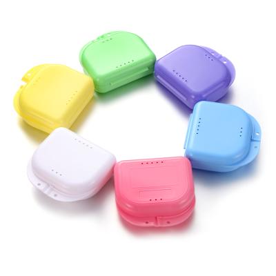 China Dental Regional Colorful Denture Box Mouthguard Denture Storage Case With Air Hole for sale