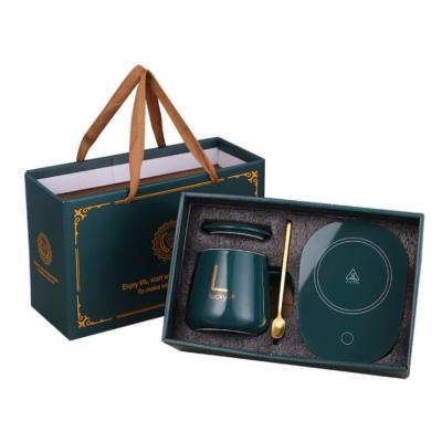 China Viable Gift Electric Ceramic Cup Heater Coffee Cup Gift Box Set 55 Degree Constant Temperature Warmer Smart Thermostatic Coasters for sale