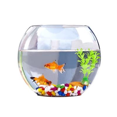 China Small Desktop Fish Tank New Mouth Aquarium Glass Fish Tank Viable Clear Transparent Oval Flat Glass Tanks Fish Farming for sale