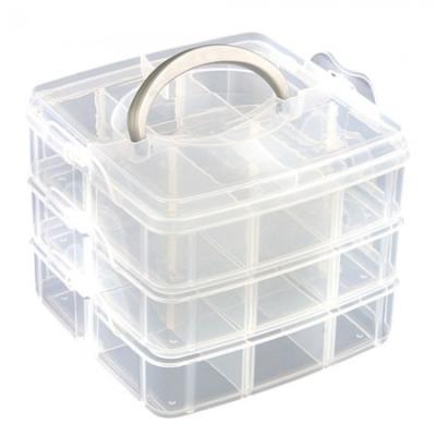 China Cosmetic Organizer Stored New Makeup Storage Case BO Holder Container 3 Layers 18 Grids for sale