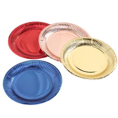 China Health and Environmental Protection Rose Gold Paper Tray Party Disposable Tableware Thickened Party Cake Tray for sale