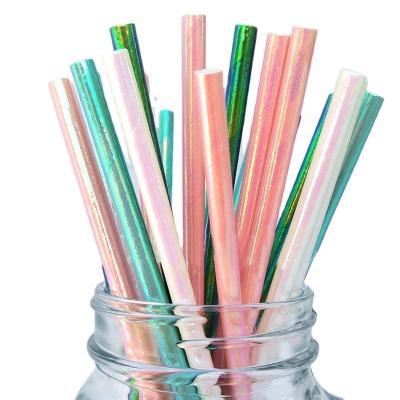 China Team Bride Pearl Rainbow Membrane Straw Disposable Eco-friendly Membrane Straw Birthday Party Paper Straw for sale