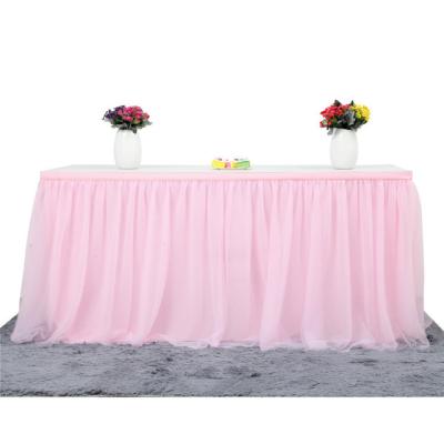 China Baby Shower Baby Shower Wedding Birthday Party Rectangle Around Gender Revel Tulle Tutu Table Skirt Tablecloth for sale