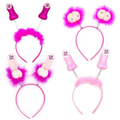 China Funny Pink Willy Headband Girls Night Party Hen Party Hair Hoop Headbands Funny Bachelor Party Headdress for sale