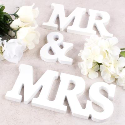 China Wedding Mr. and Mrs. Signs White Wood Wedding Gift Party Dinner Decoration Display Rack Wall Home Office Decoration for Wedding Event for sale