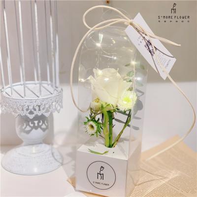 China Recyclable Transparent Portable Rose Box Immortal Flower Gift Box Flower Packing Box for sale