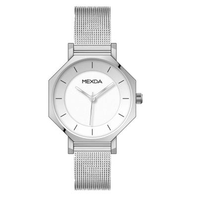 China Custom LOGO Mesh Band Wrist Watch Promotional Mexda Brand Women Water Resistant Fashion Minimalist Ultrathin Watch For Women for sale