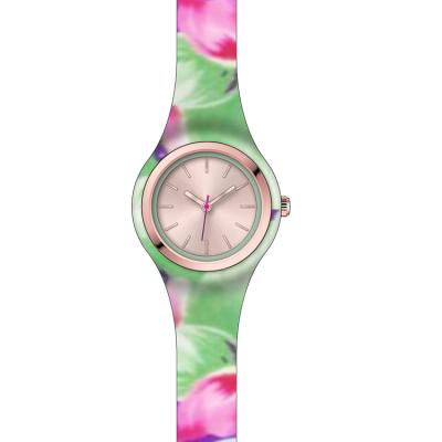 China Water resistant Mexda quartz movement ladies printed strap sports silicone band can be printed watch brand ladies and girls female watches for sale