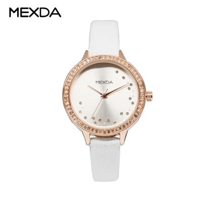 China Wholesale Price Non-Specific Multi Color Dial Waterproof 30 Meters Alloy Case Leather Band Ladies Rhinestone Women's Watches for sale