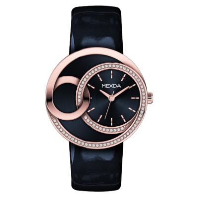 China High Quality Waterproof Genuine Diamond Leather Strap 5ATM Non-Specific Japan Fashion Mexda Brand Quartz Stainless Steel Female Watch for sale