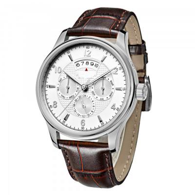 China Mexda brand OEM logo 5 day/date atmosphere custom waterproof genuine stainless steel case leather strap multi function watch for men for sale