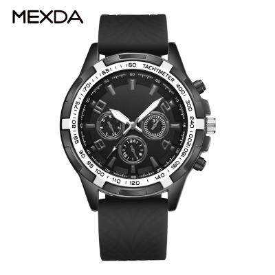 China Multifunction date mexda brand logo chronograph stainless steel case silicone sports custom strap automatic wristwatch for men for sale