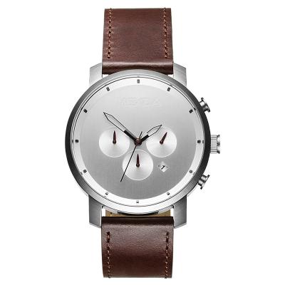 China OEM high quality genuine leather movement men's stainless steel case Japan mexda chronograph quartz watch for sale for sale