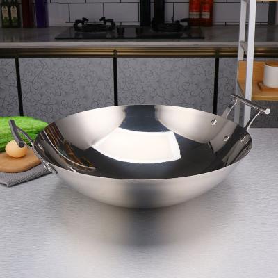 China Sustainable Eco-friendly Cooking Wok Pan Use On Induction Cooker Stainless Steel Frying Pan For Restaurant for sale