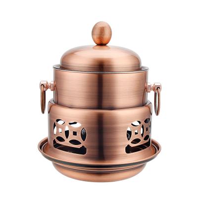 China Sustainable Outdoor Portable Hot Pot Alcohol Stove Hotpot Stainless Steel Shabu Shabu Small Travel Kitchen Accessories for sale