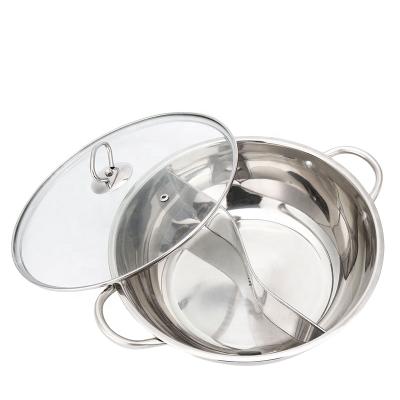 China Sustainable Tastes Hot Pot Stainless Steel 2 Chinese Fondue Divided Hotpot for sale