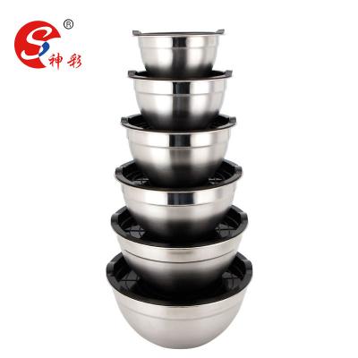 China Amazon Sustainable Various Size Stainless Mixing Bowl Set Food Mixing Salad Bowl Set With Lid for sale