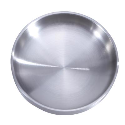 China Stainless Sustainable Steel Tray For Snacks Round Metal Tray With Double Walls Stainless Steel Food Tray for sale