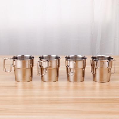 China 200ML Sustainable Stainless Steel Cup Handle Stainless Steel Water Cup Mug Travel Outdoor Coffee Mug for sale