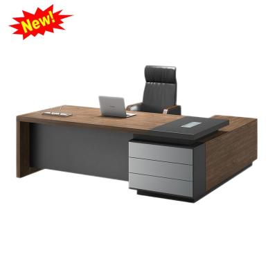 China Escritorios de oficina Expandable L Modern Luxury Desks Executive CEO Boss Shape Computer Manager Office Wooden Cabinet for sale